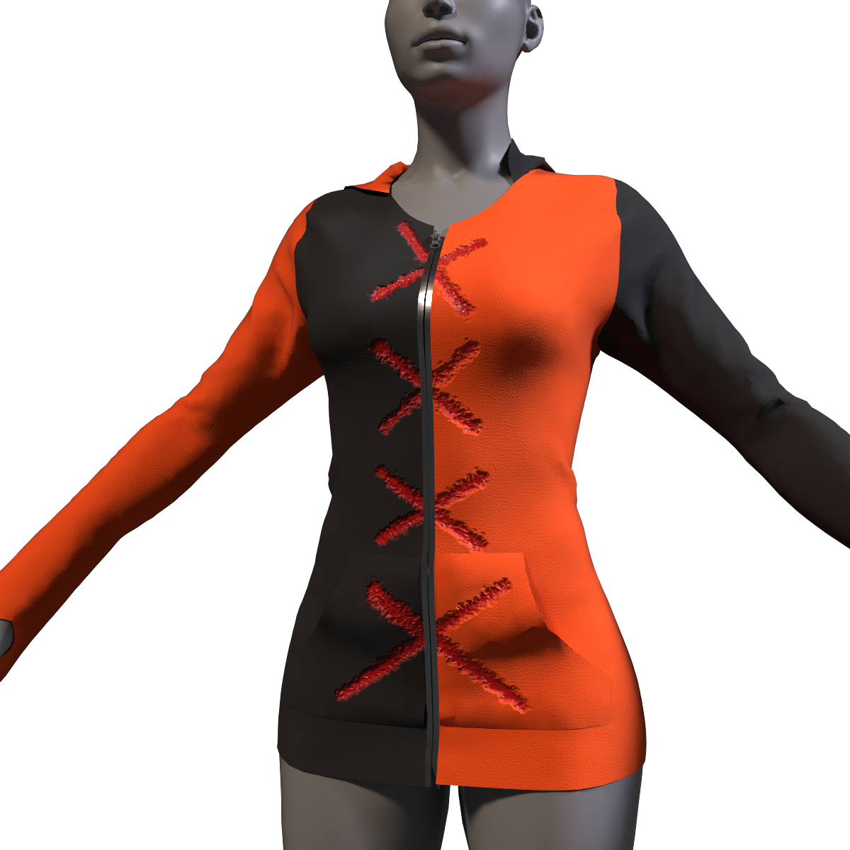 Black-Orange-Red X Hoodie - Female