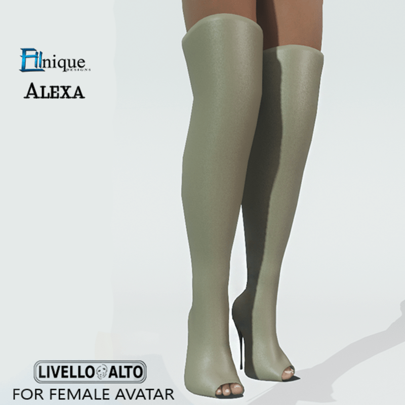 Open toe Cream Thigh high boots -for LIVELLO ALTO Female Avatar