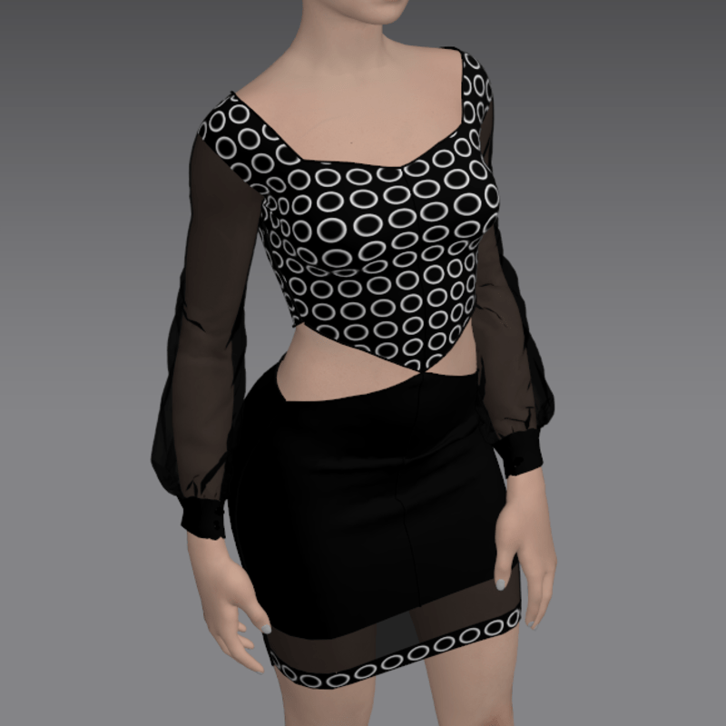 Black Flirty Dress with Dots