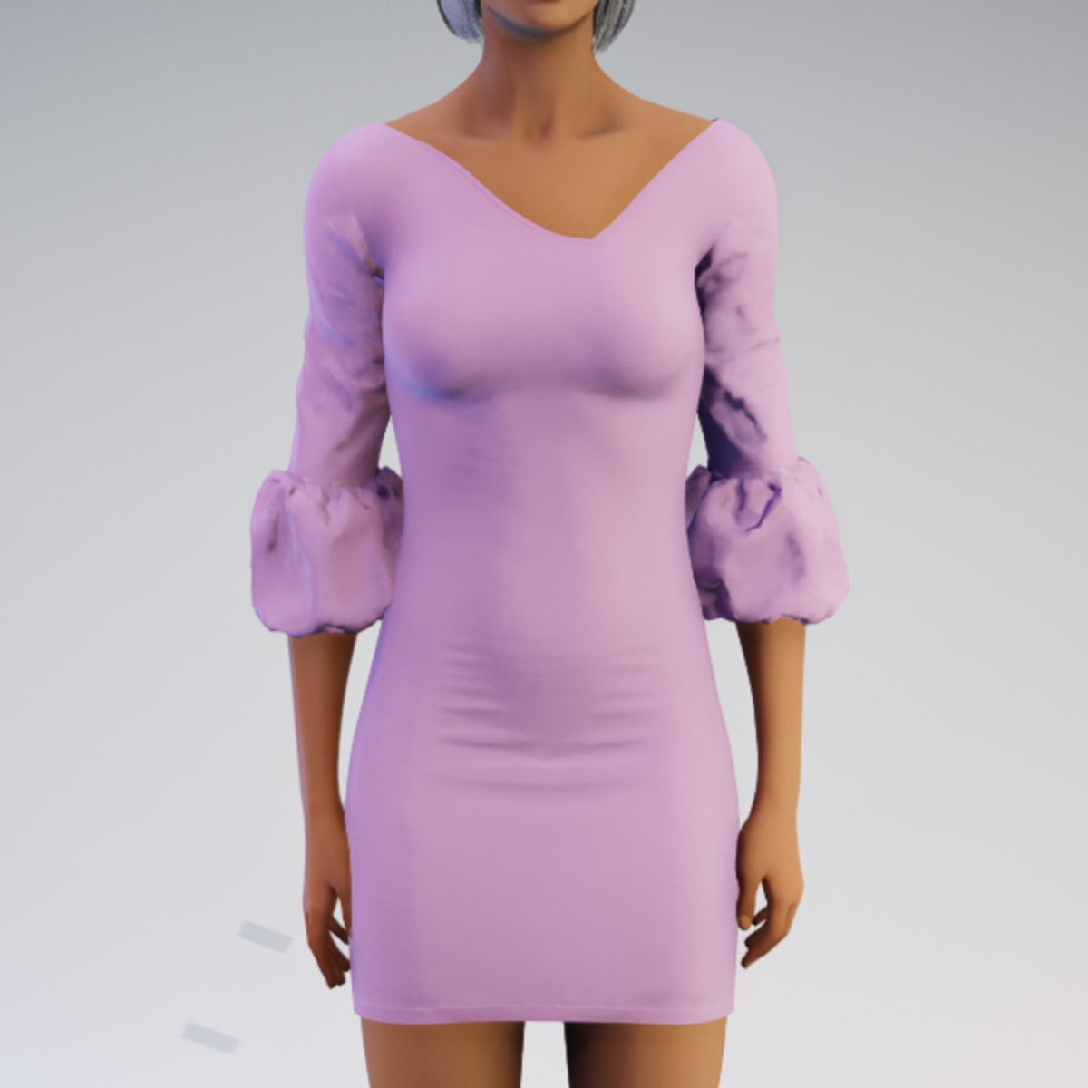 Bell-sleeve Dress - Pink Rayon