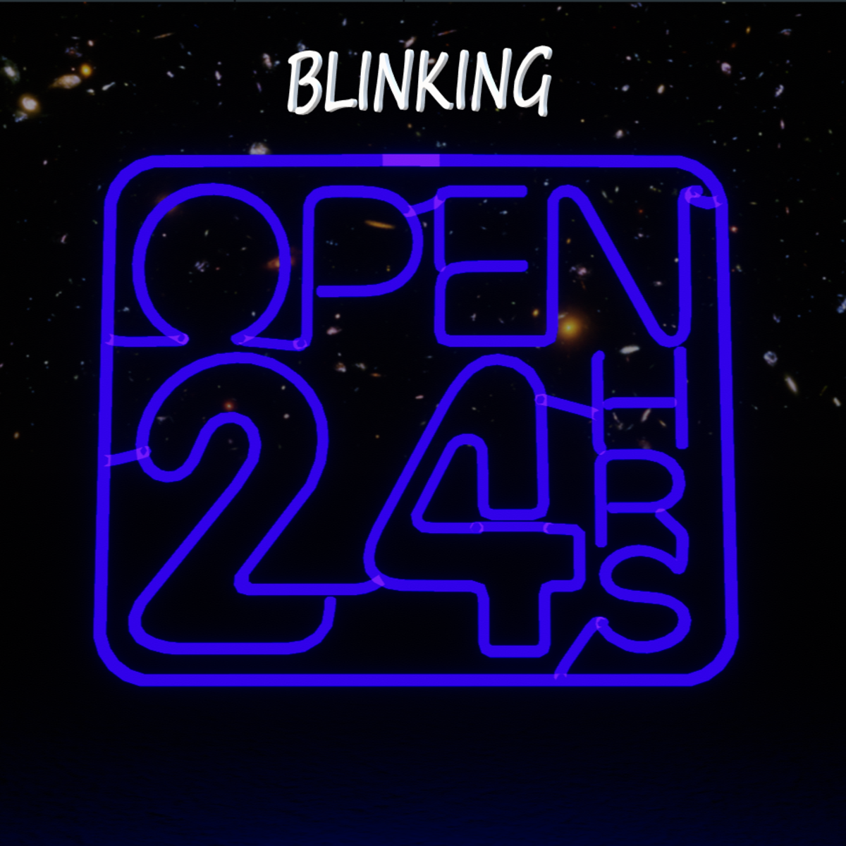 24 Hours Neon Sign Blue