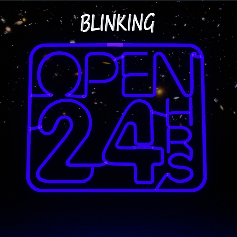 24 Hours Neon Sign Blue