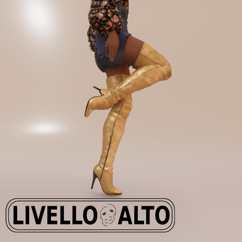 Madonna Stiletto Thigh High Boots in Gold