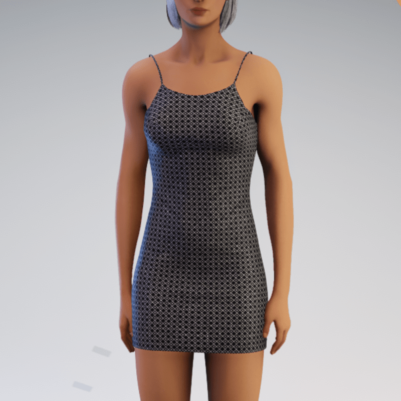 Spaghetti Minidress - Black Geo