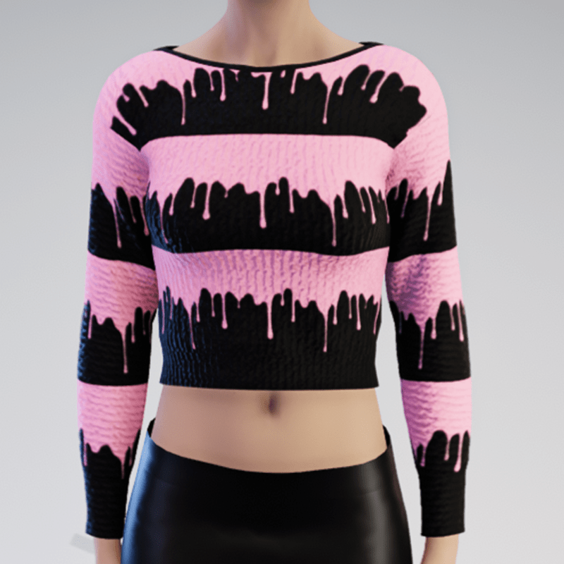 Pink and Black Drops Pullover striped and knitted