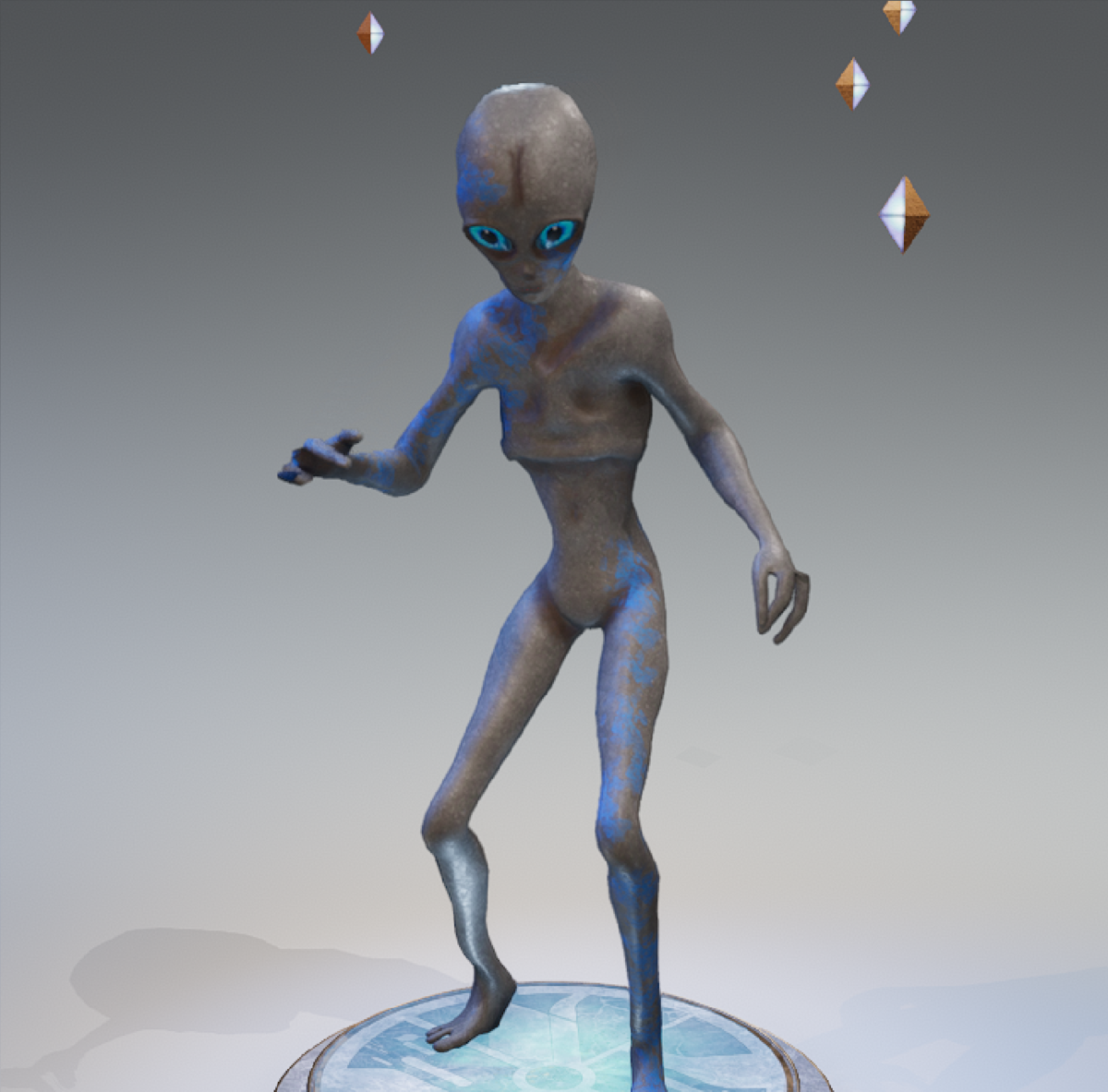 3 finger alien grey n blue decal avatar