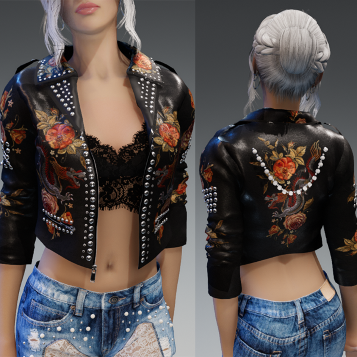 Leather Jacket "Rock'n'Dragon"