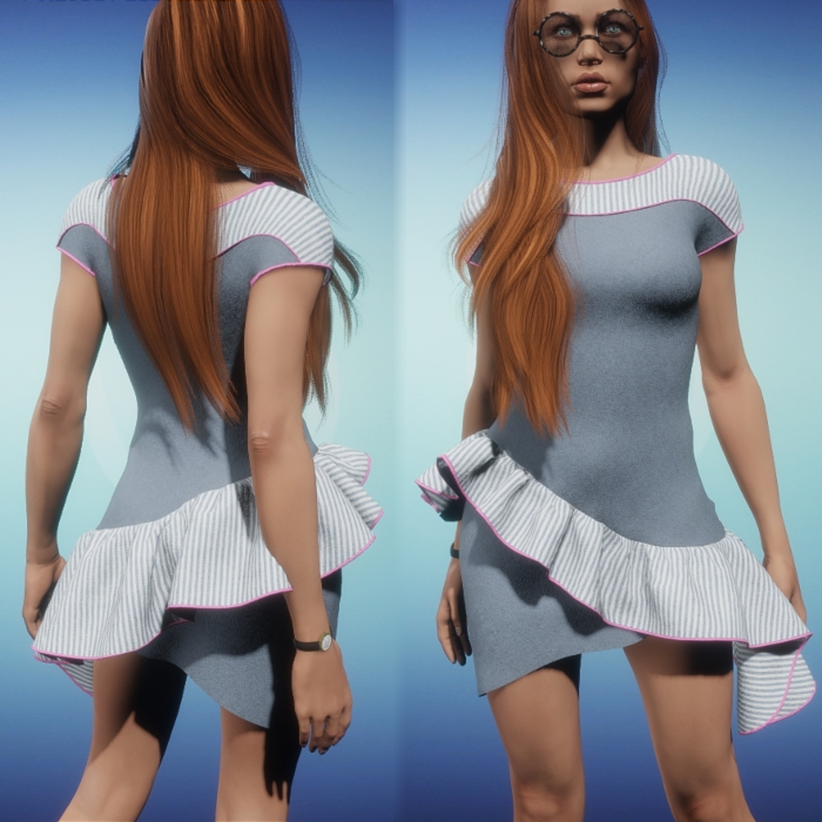 Asymmetrical Boat Neck Dress- Grey