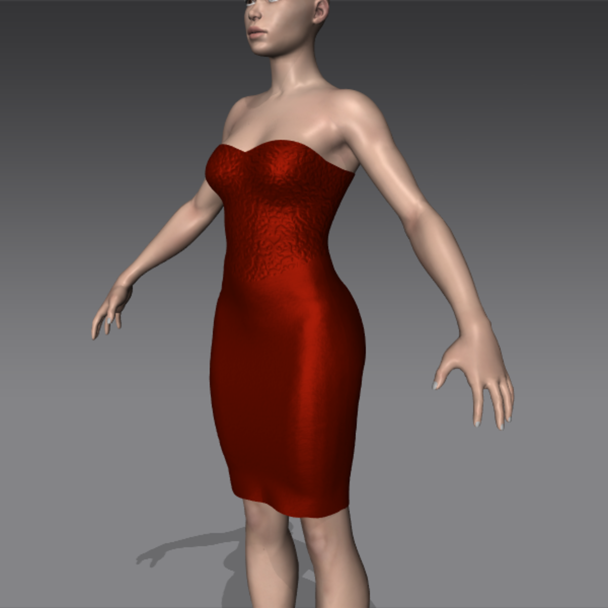 strapless wiggle dress-- blood