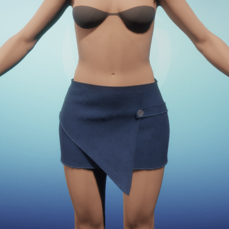 Paneled Mini Skirt - Blue Suede