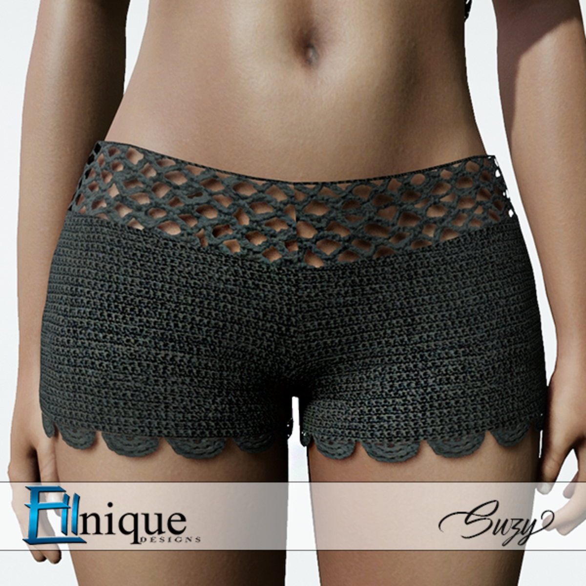 Suzy Black Shorts Crochet