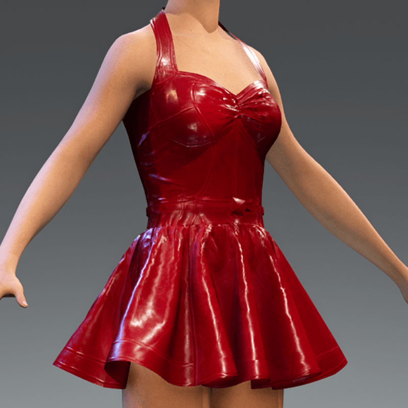 Latex Rubber Dress short Red