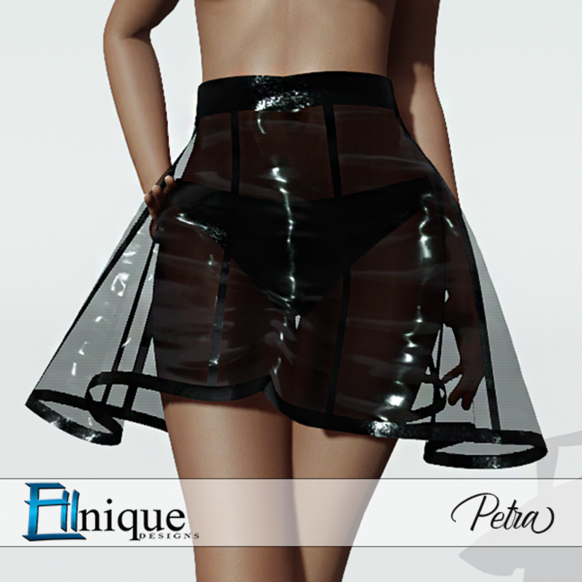 Petra Black Plastic Skirt
