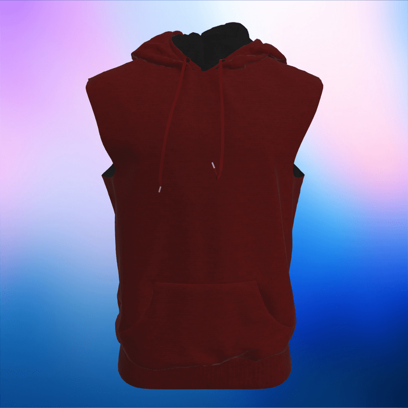 Men Sleeveless Burgandy Hoodie