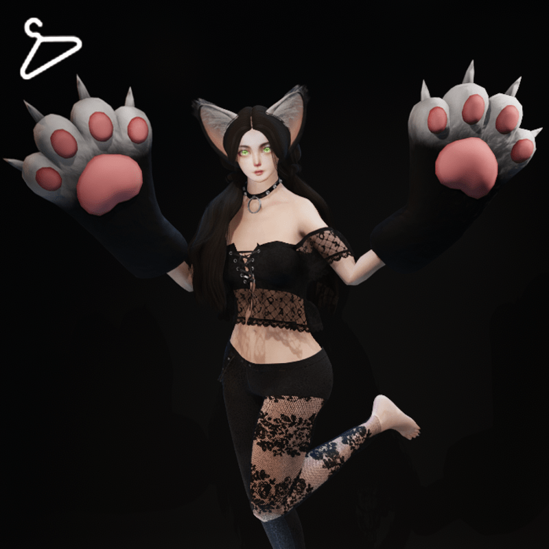 Cat Paw Gloves - Black & White