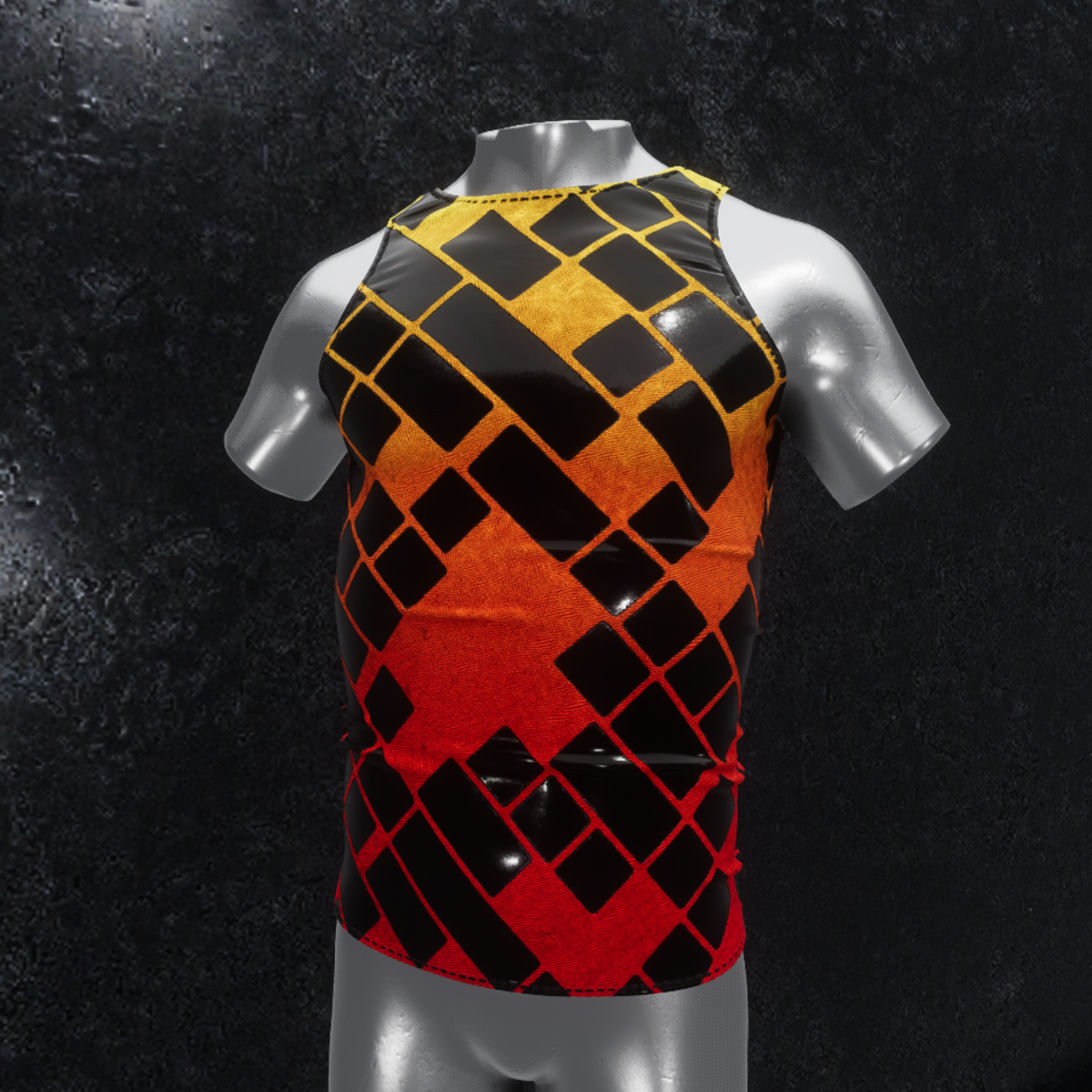 Sleeveless Shirt diagonal yellow red