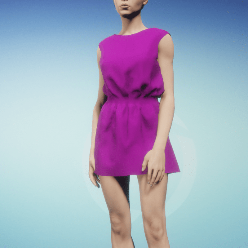 Basic Dress with Elastic Waistband in Berry