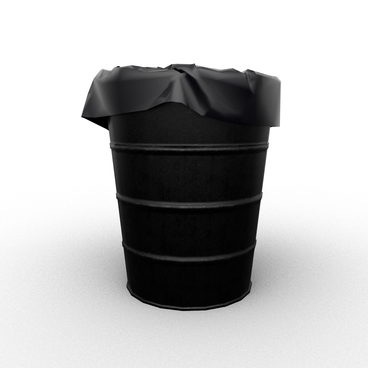 Art Deco Trash Bin Dark Metal