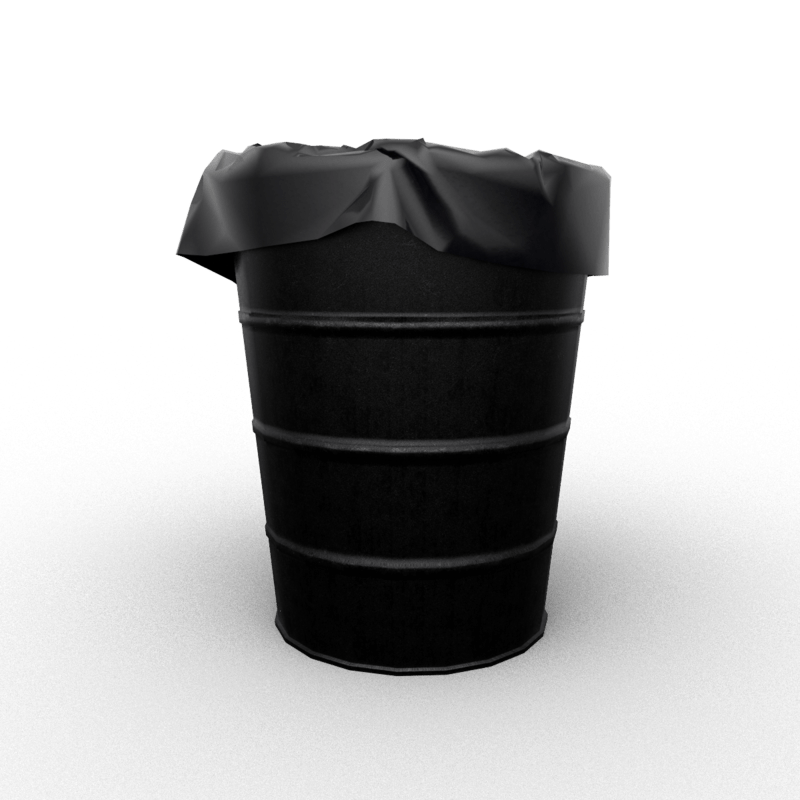 Art Deco Trash Bin Dark Metal