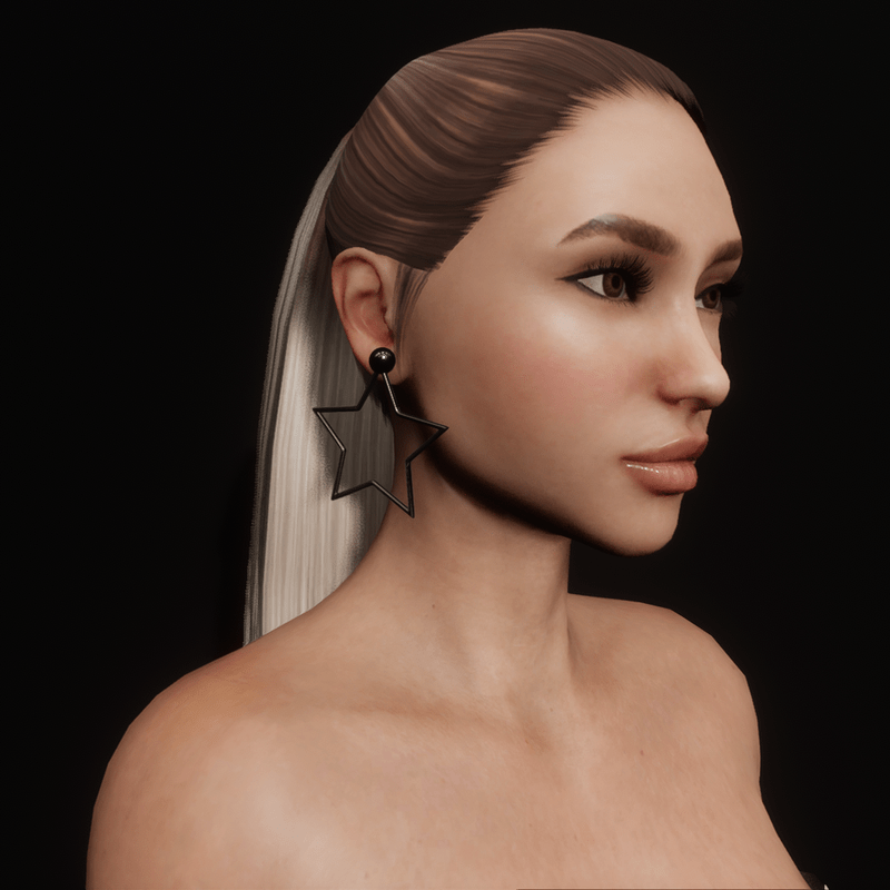 80's Star Hoop Earrings (Onyx)