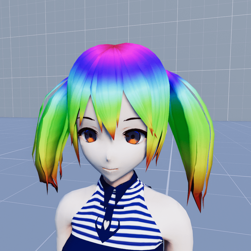 Anime Hair Pigtails Rainbow