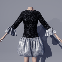 L.F. BUBBLE DRESS BLACK/SILVER