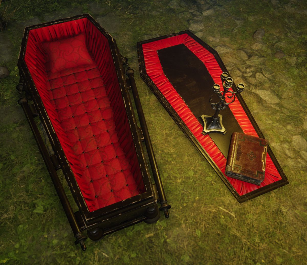 Halloween Bundle - Coffin, Coffin Lid, Candelabra, Book