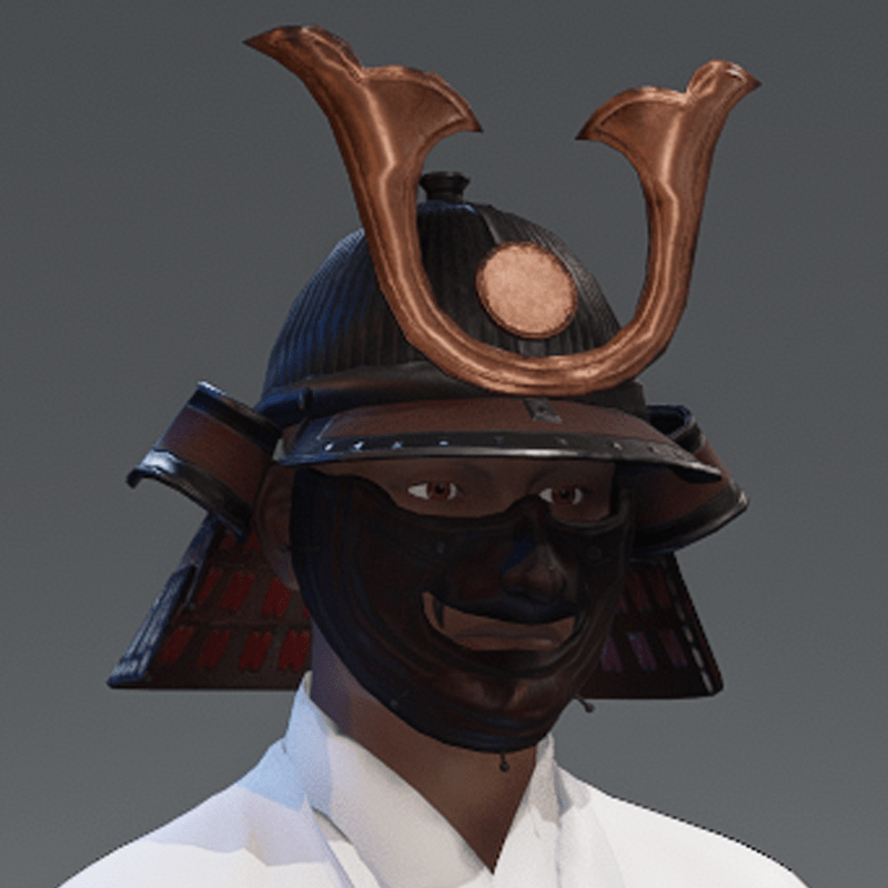 Samurai Helmet & Mask - Maroon/Bronze