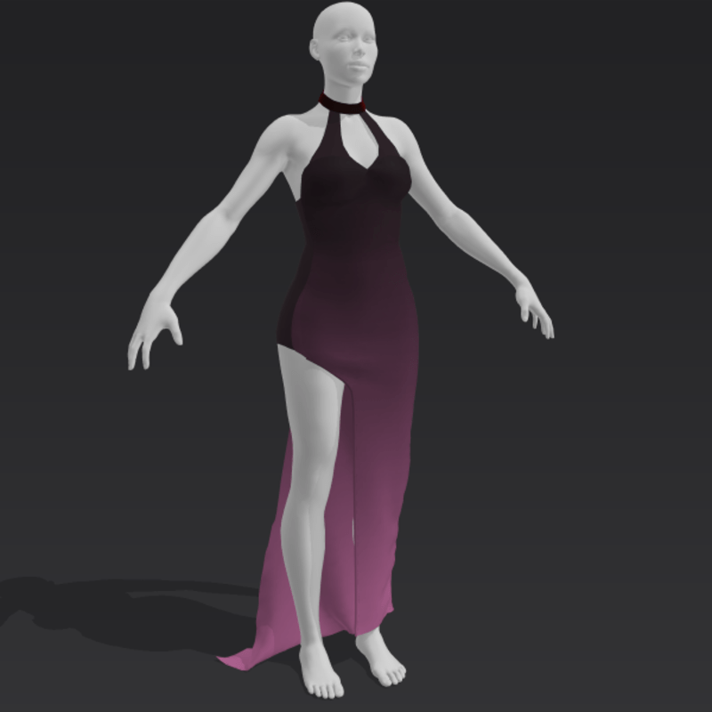 Split Evening Dress - Rose