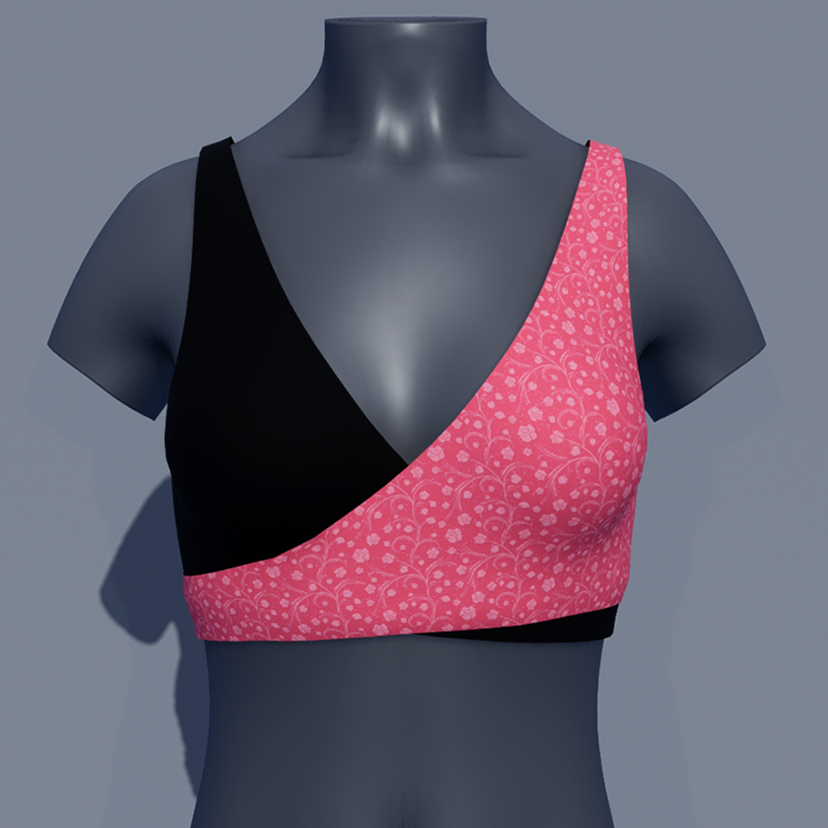 Short Wrap Over Top - Pink and Black