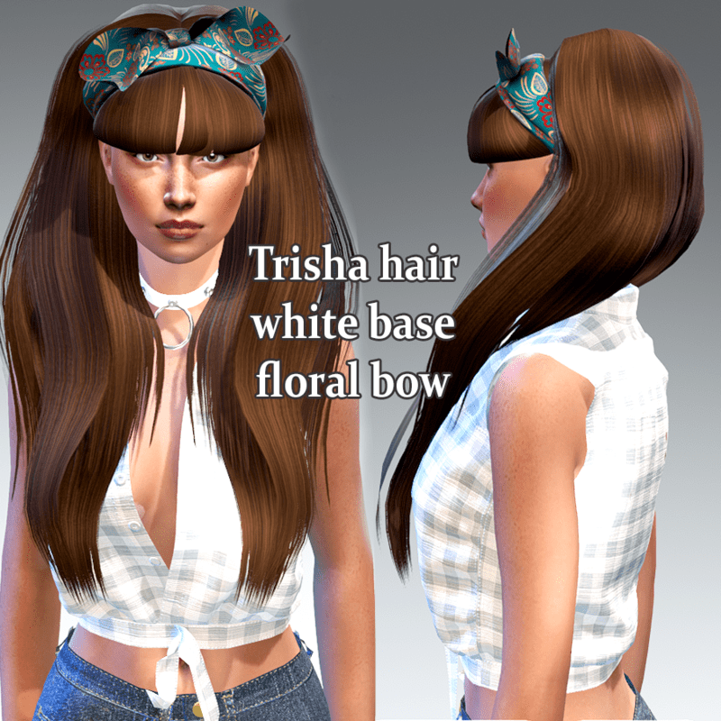 trisha white base -floral bow