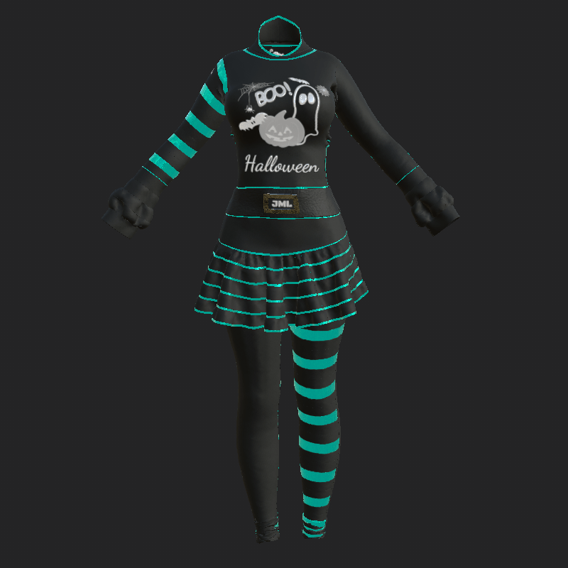 HALLOWEEN_ DRESS_ EMISSIVE_ BLACK CYAN
