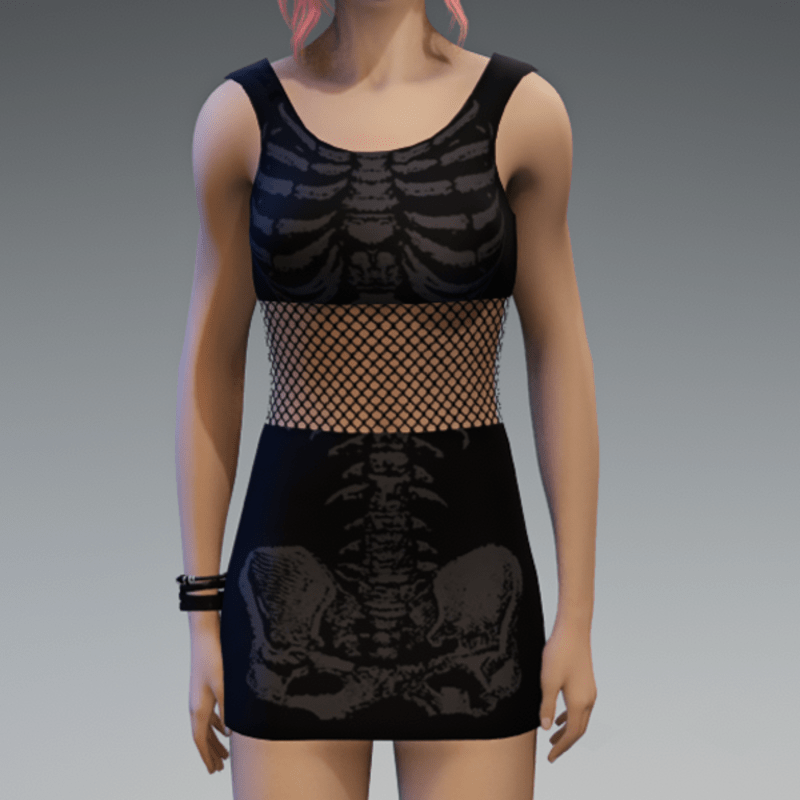 Skeleton Minidress Black and Gray