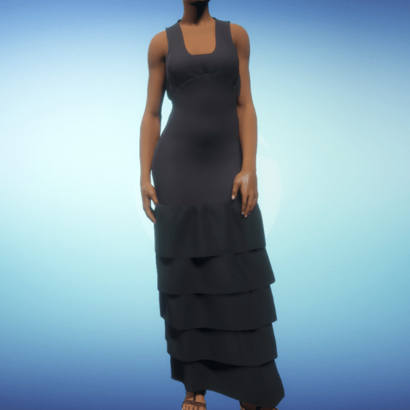 Ruffled Gown - Black