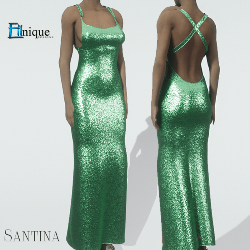 Santina Green Glitter Gown