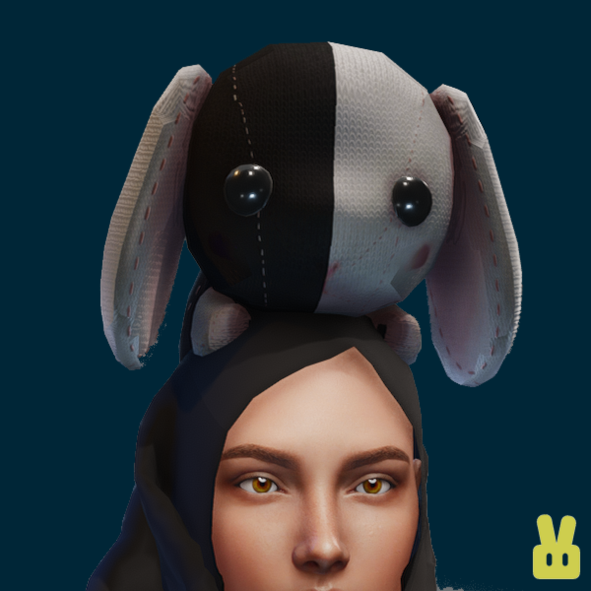 Head Bunny - black n white