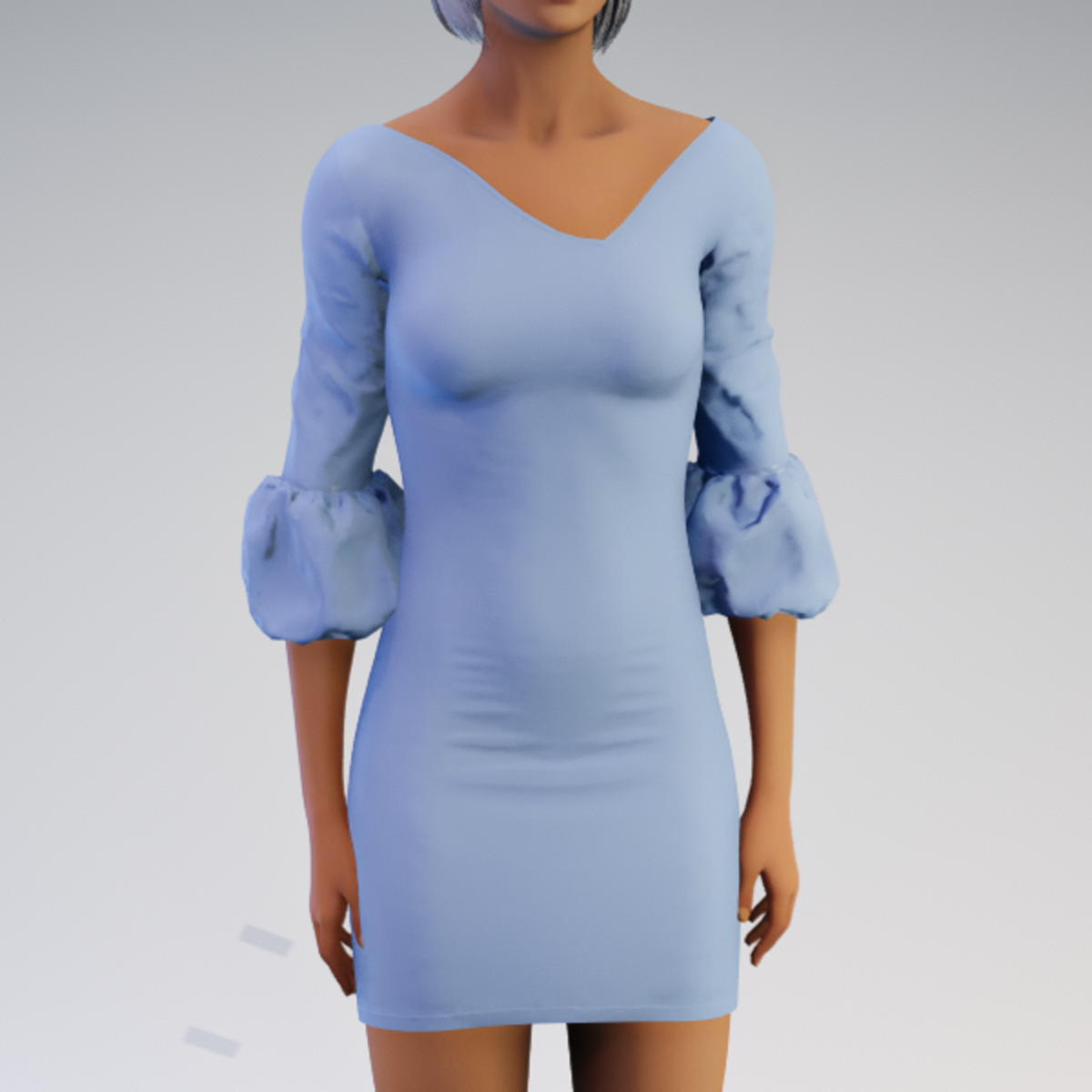 Bell-sleeve Dress - Ice Rayon