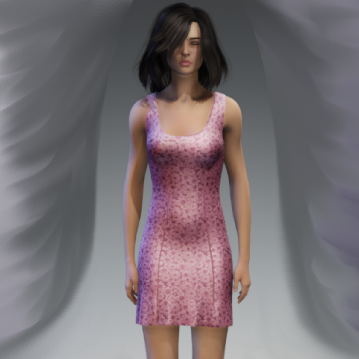 Darted Floral Dress - Pink