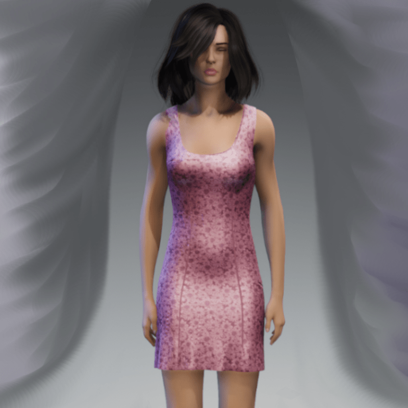 Darted Floral Dress - Pink