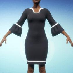 Bell-sleeve Dress - Black and White