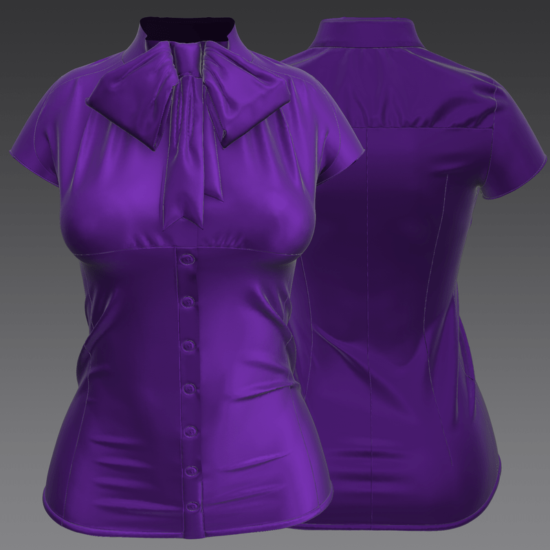 Silk Pussybow Blouse with short sleeves