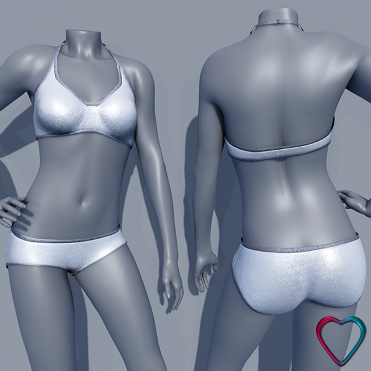 AV2 Bikini - White and Silver