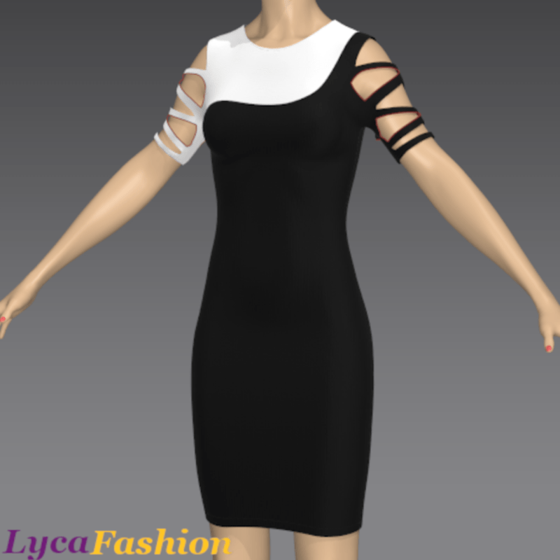 Vestido Ajustado Blanco y Negro