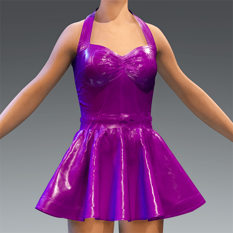 Latex Rubber Dress Short Purple
