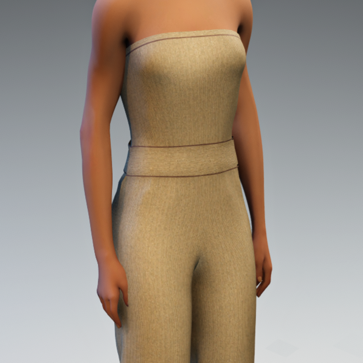 Trimmed Strapless Jumpsuit tan