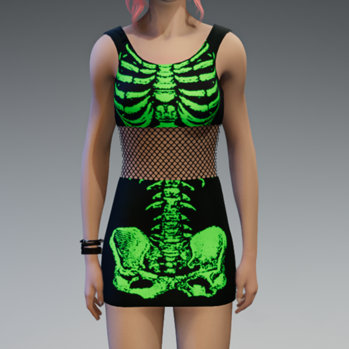 Skeleton Minidress Black and Green