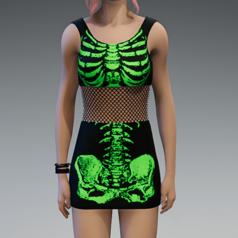 Skeleton Minidress Black and Green