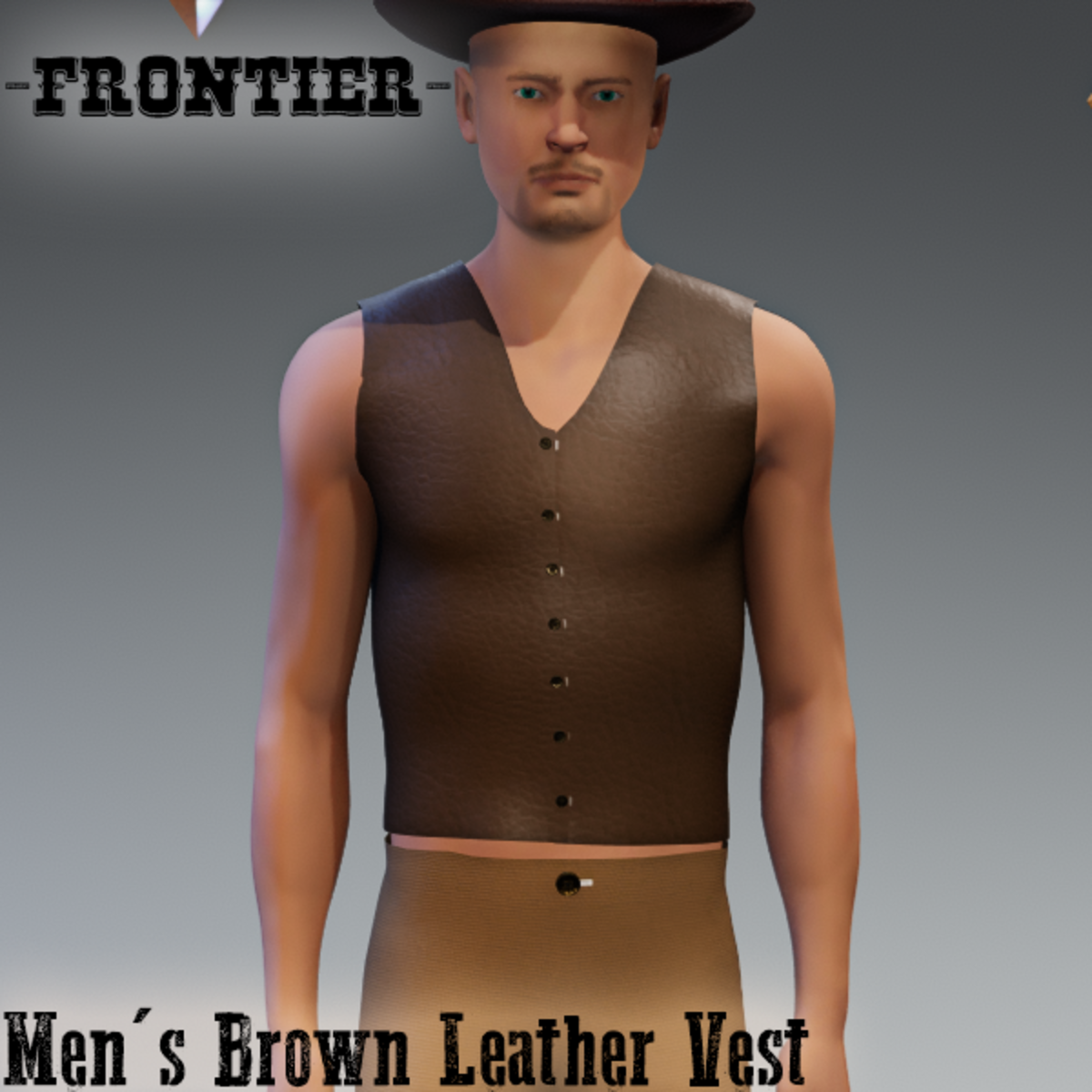 Frontier Leather Vest Brown | Men's