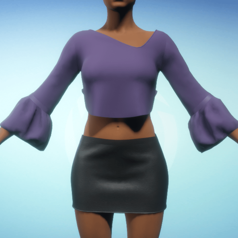 Cropped Bell-sleeve Top - Grape Chiffon