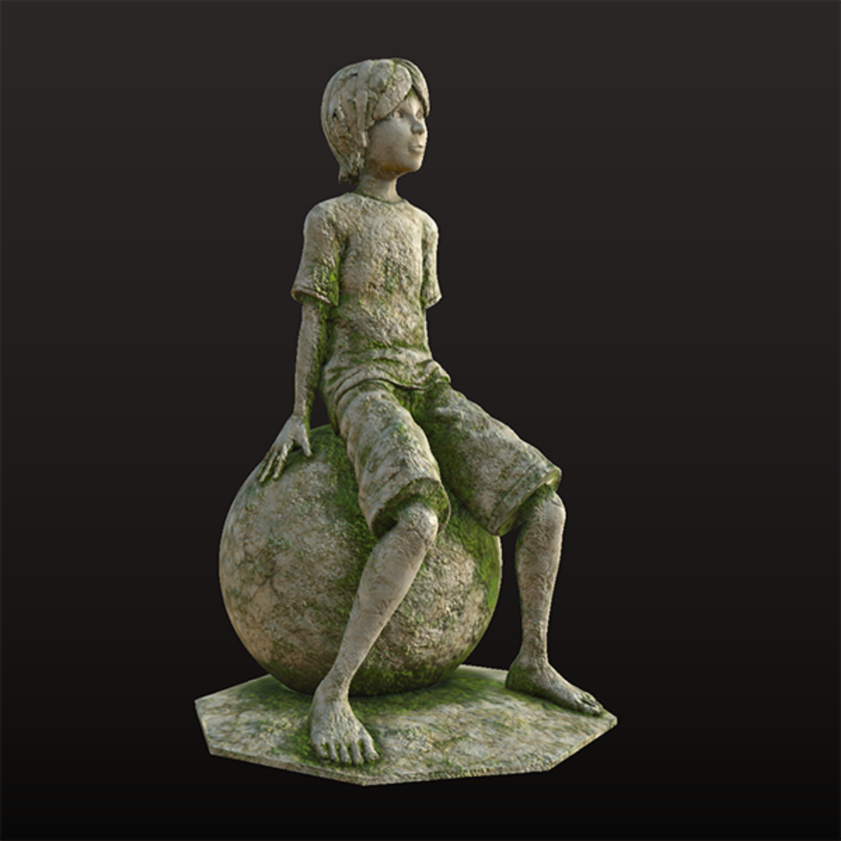 Little Thinker Statue - Moss
